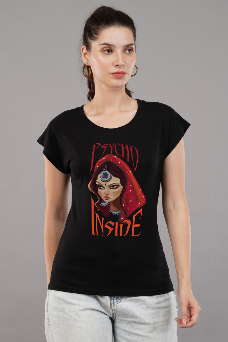Psycho Inside -Printed Cotton T-shirt