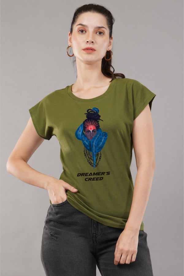 Snake Garland Aghori -Printed Cotton T-shirt