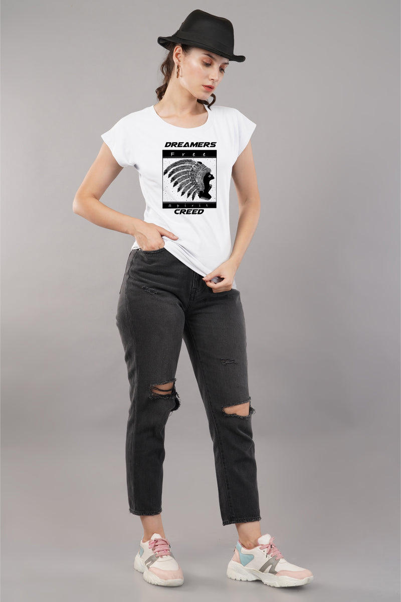 Free Spirit -Printed Cotton T-shirt