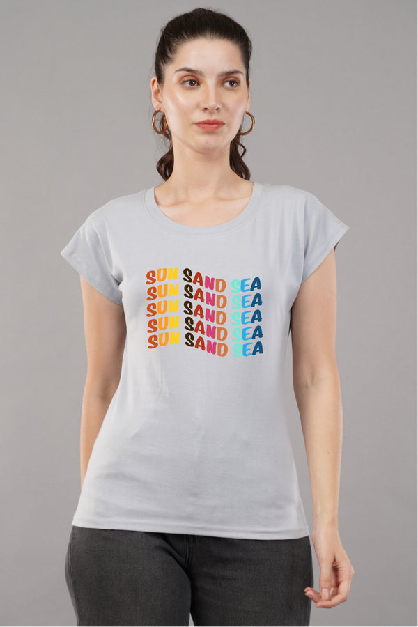 SEA SAND SUN -Printed Cotton T-shirt